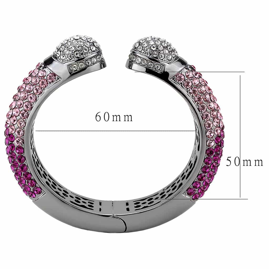 Brass Gunmetal Pink Crystal Pave Cuff Bangle Bracelet view 3