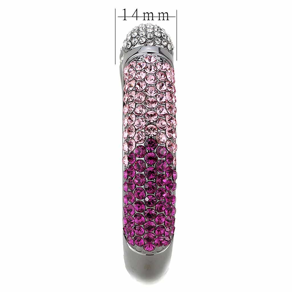 Brass Gunmetal Pink Crystal Pave Cuff Bangle Bracelet view 4
