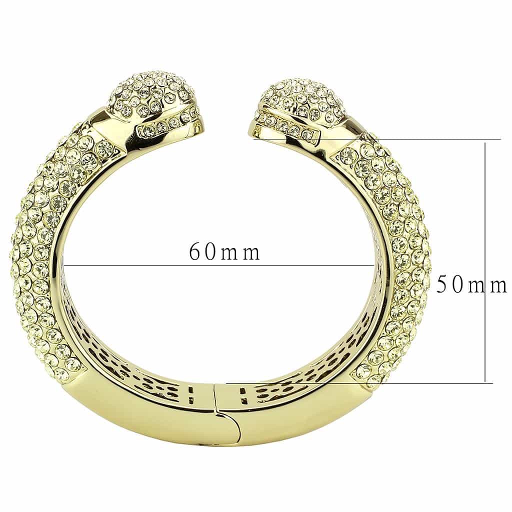 Brass Gold Champagne Crystal Pave Cuff Bangle Bracelet view 3