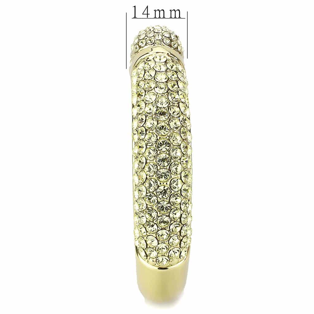 Brass Gold Champagne Crystal Pave Cuff Bangle Bracelet view 4