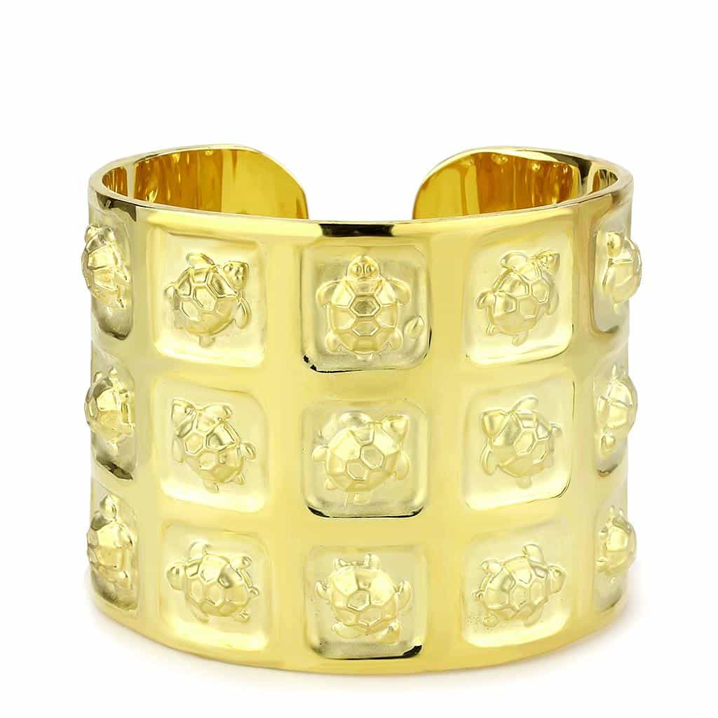 Brass Gold Embossed Relief Wide Cuff Bangle Bracelet view 2