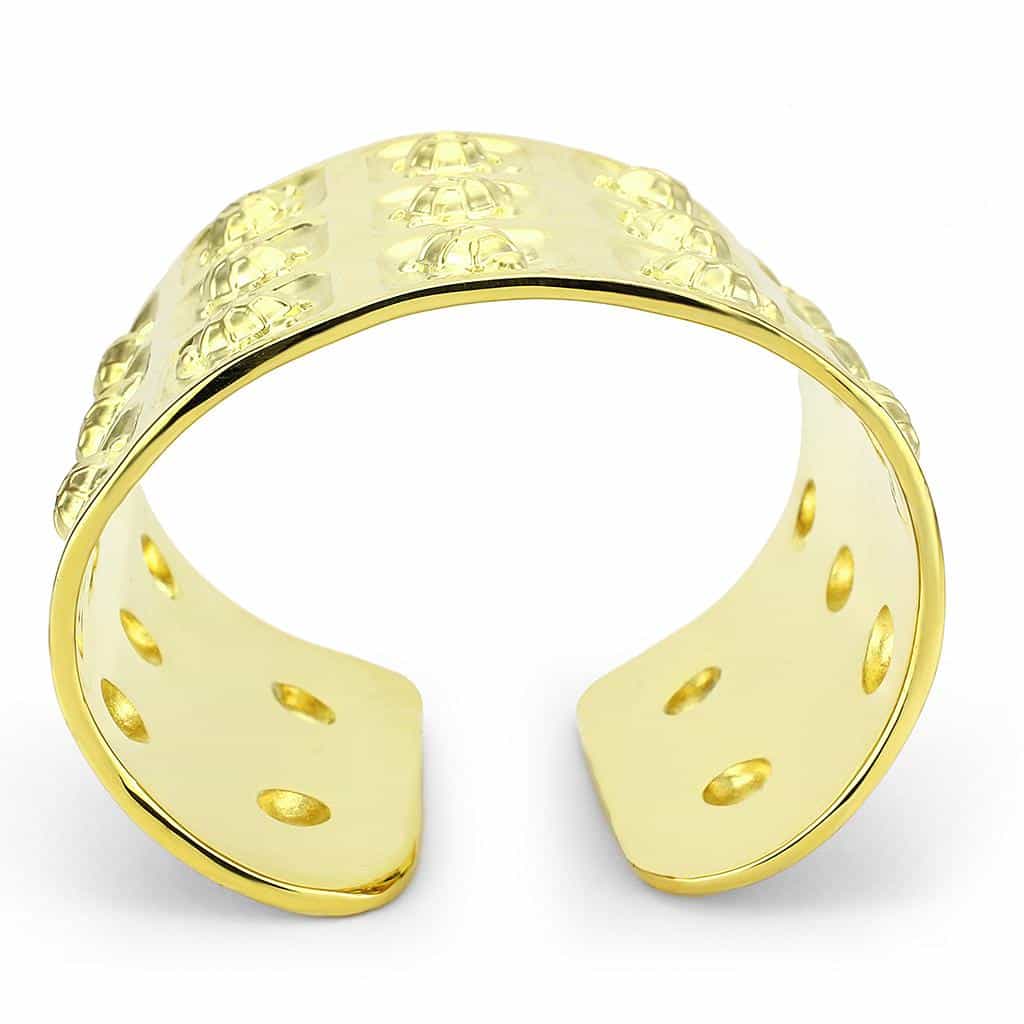 Brass Gold Embossed Relief Wide Cuff Bangle Bracelet view 3