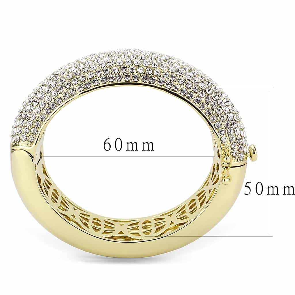 Brass Gold CZ Pave Wide Dome Bangle Bracelet view 3
