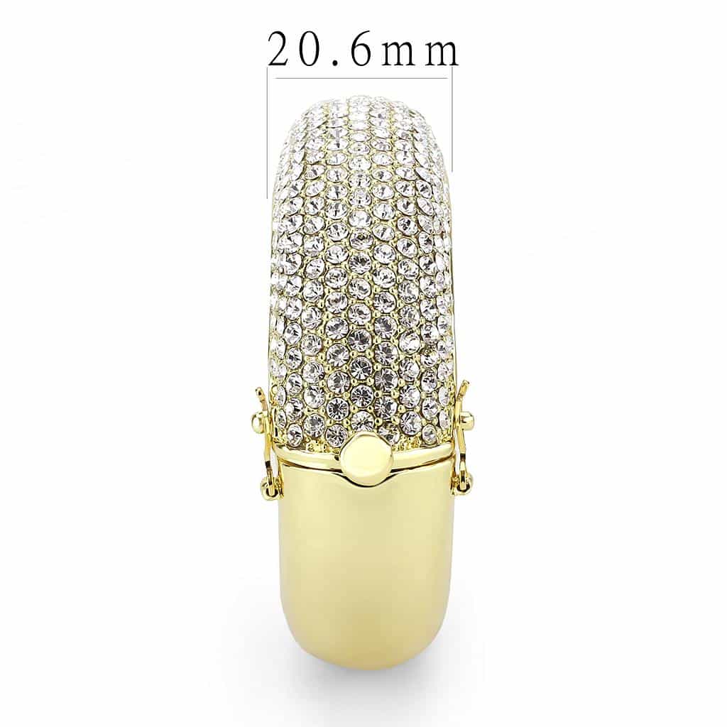 Brass Gold CZ Pave Wide Dome Bangle Bracelet view 4