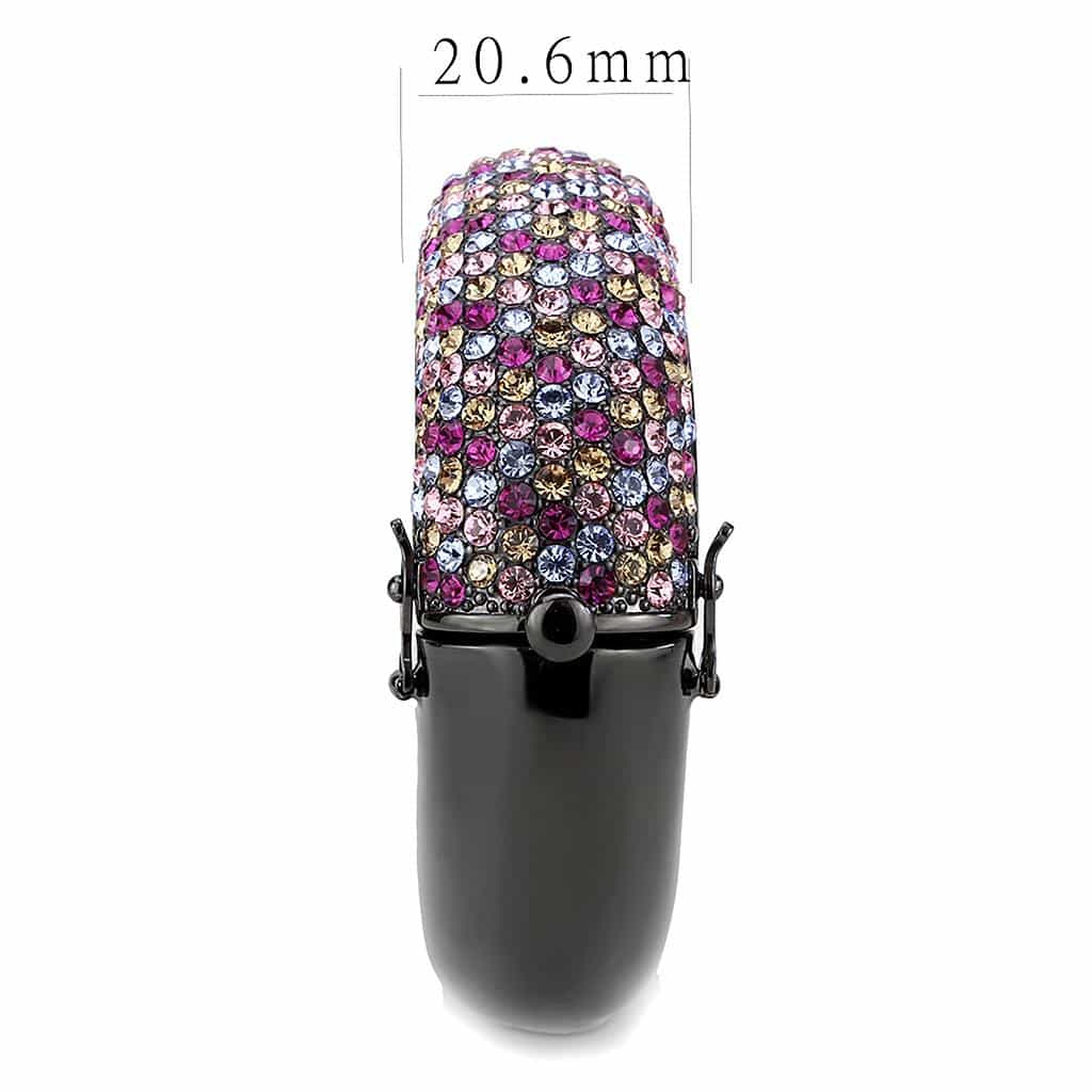 Brass Gunmetal Multicolor Crystal Pave Wide Dome Bangle Bracelet view 4
