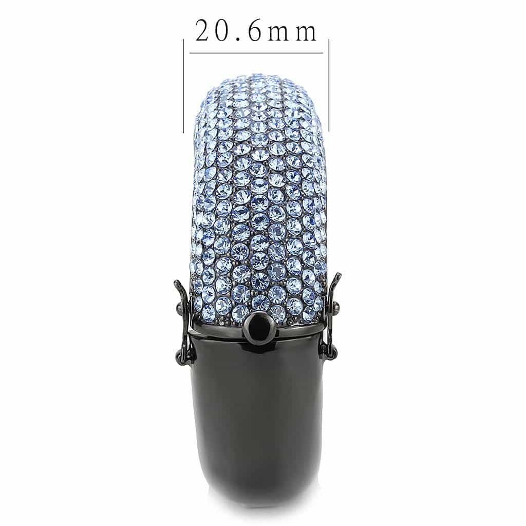 Brass Gunmetal Aquamarine Crystal Pave Wide Dome Bangle Bracelet view 4