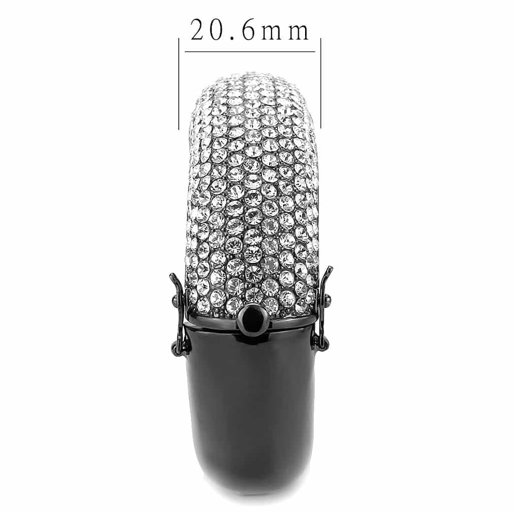 Brass Gunmetal Clear Crystal Pave Wide Dome Bangle Bracelet view 4