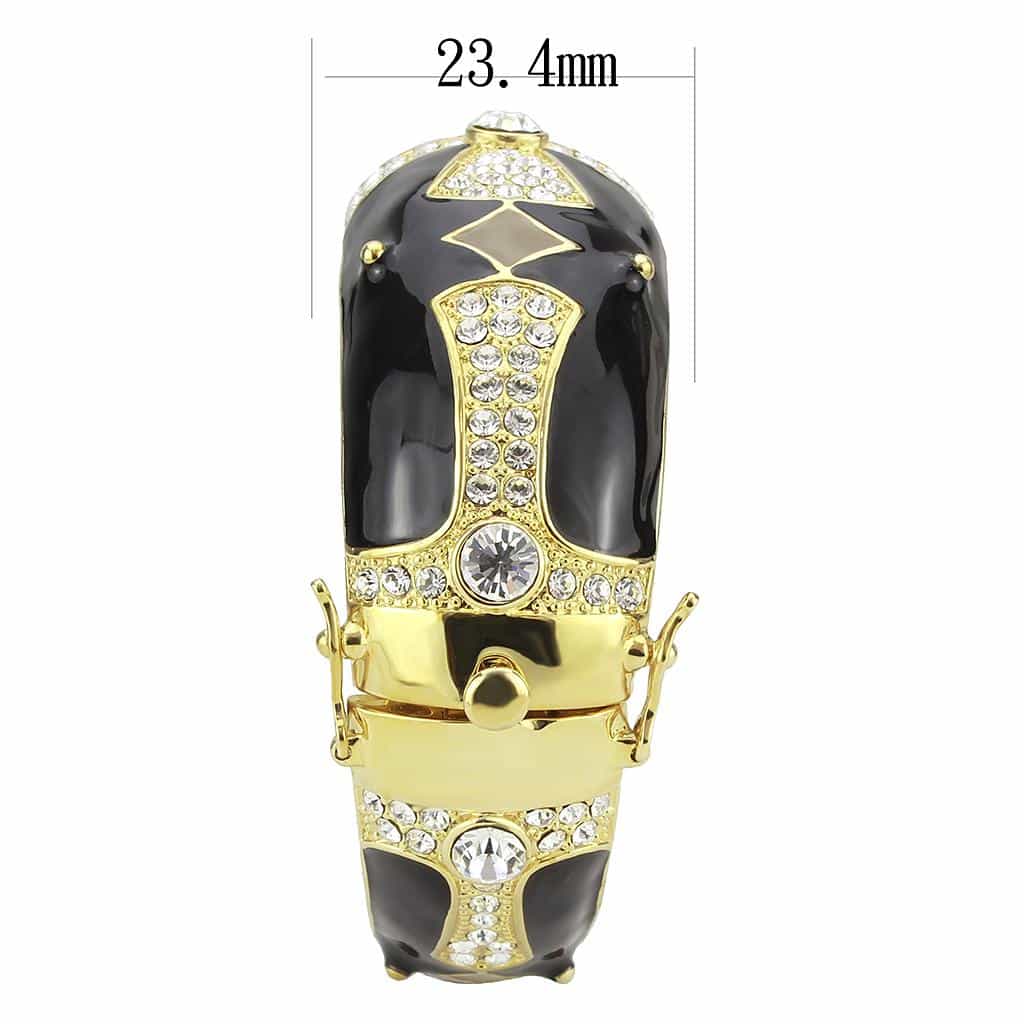 Brass Gold Black Enamel CZ Bow Hinged Bangle Bracelet view 4