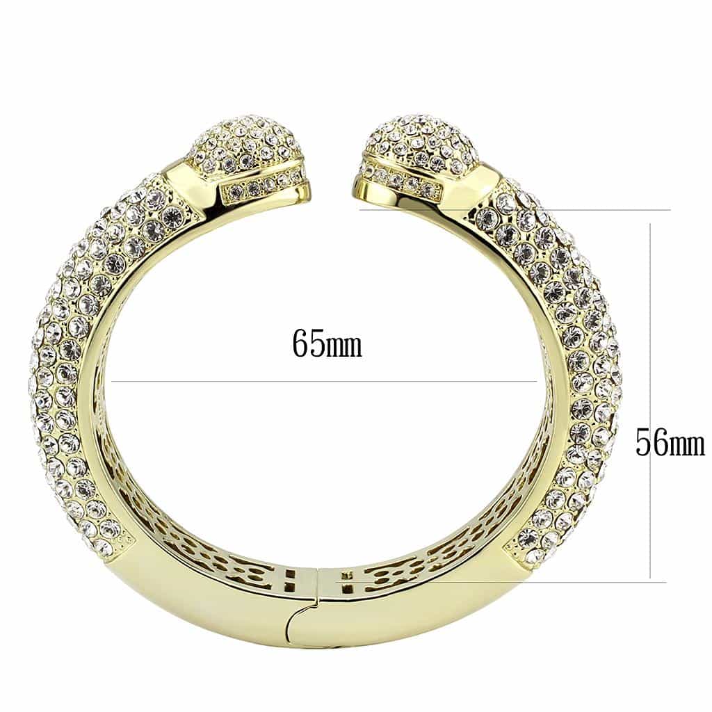 Brass Gold Champagne Crystal Pave Open Cuff Bangle Bracelet view 3