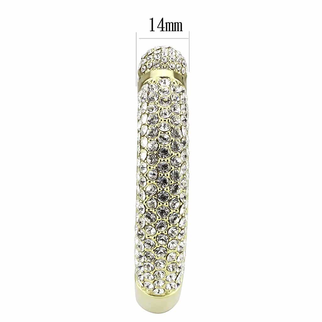 Brass Gold Champagne Crystal Pave Open Cuff Bangle Bracelet view 4