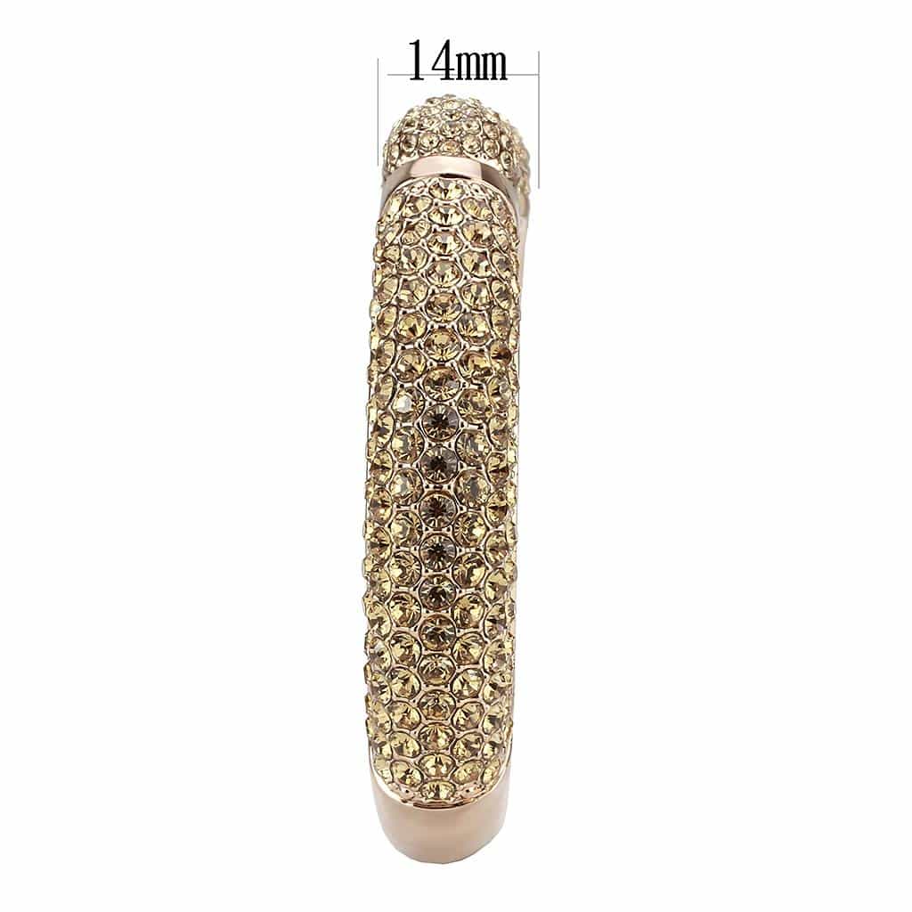 Brass Rose Gold Champagne Crystal Pave Cuff Bangle Bracelet view 4