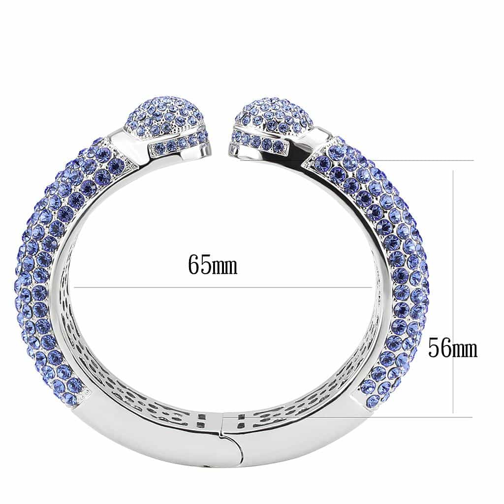 Brass Silver Blue Tanzanite Crystal Pave Cuff Bangle Bracelet view 3