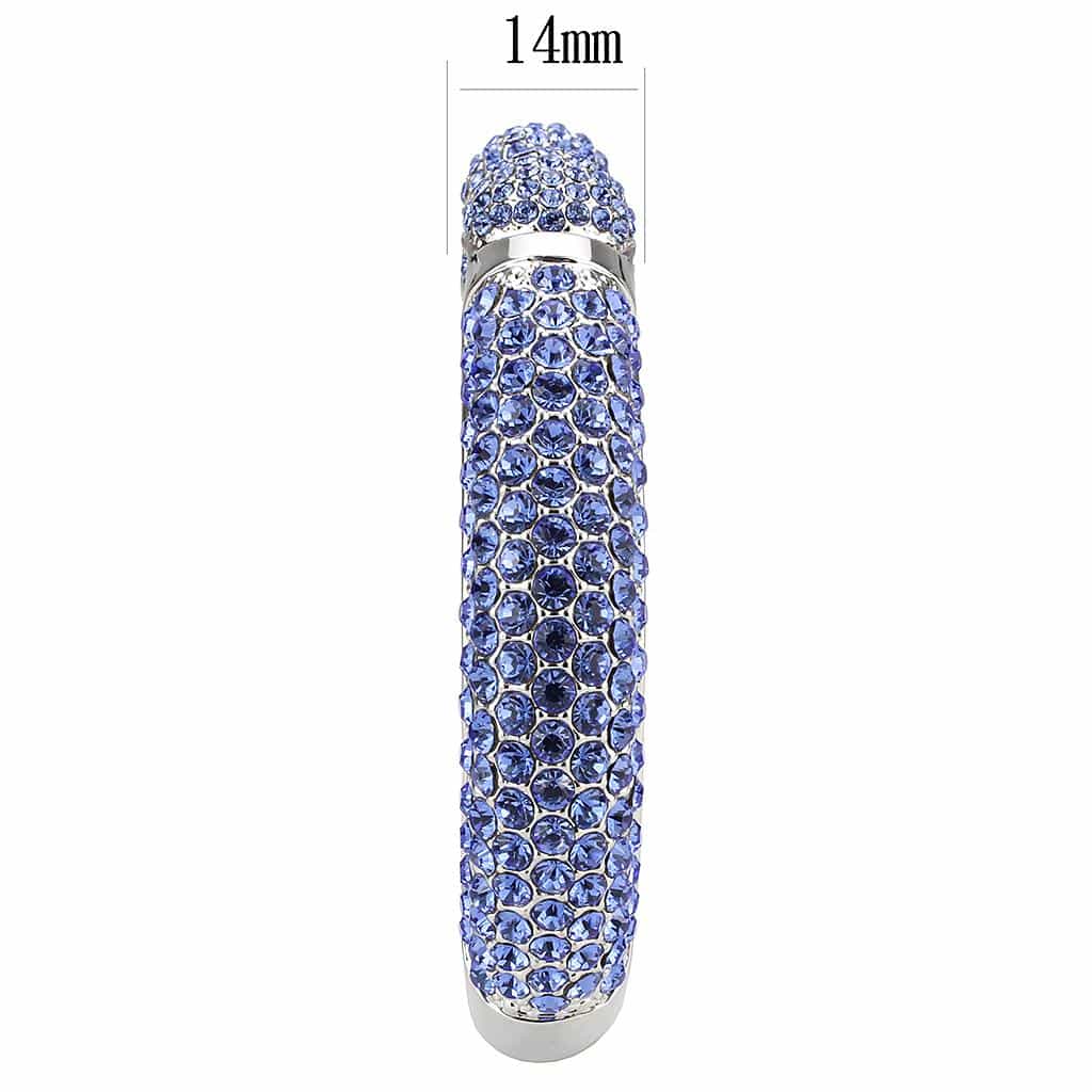 Brass Silver Blue Tanzanite Crystal Pave Cuff Bangle Bracelet view 4