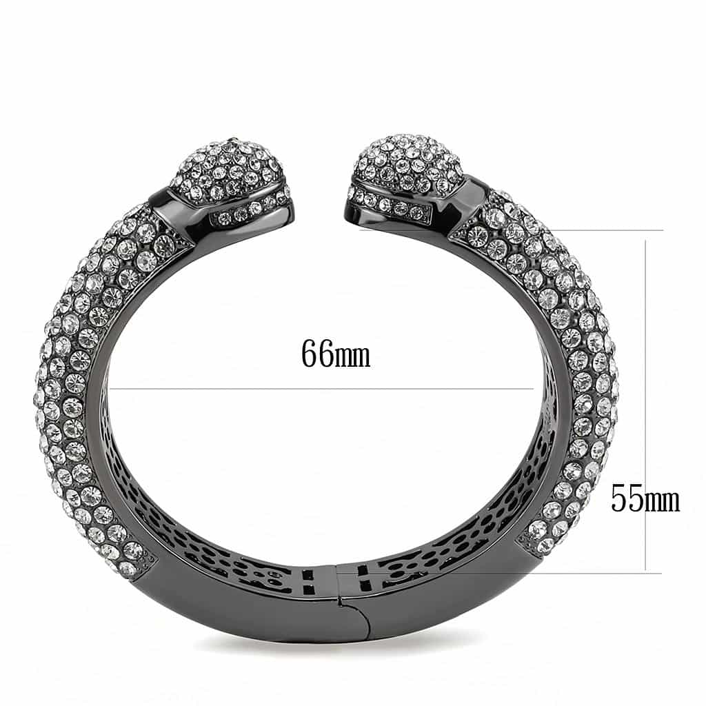 Brass Gunmetal Clear Crystal Pave Cuff Bangle Bracelet view 3