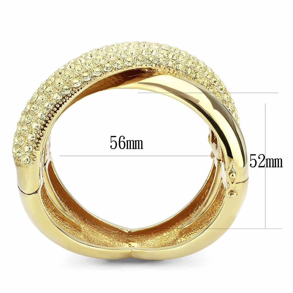 Brass Gold Champagne Crystal Pave Interlocking Bangle Bracelet view 3