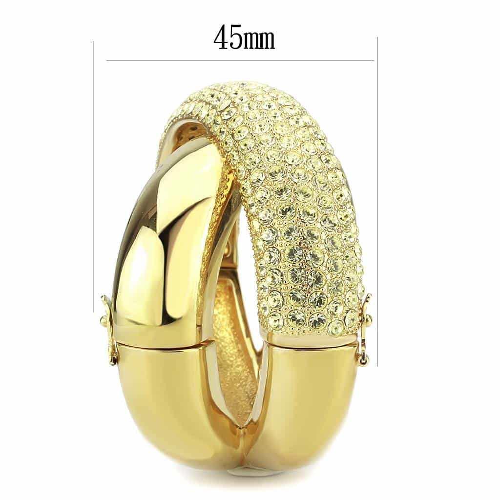 Brass Gold Champagne Crystal Pave Interlocking Bangle Bracelet view 4