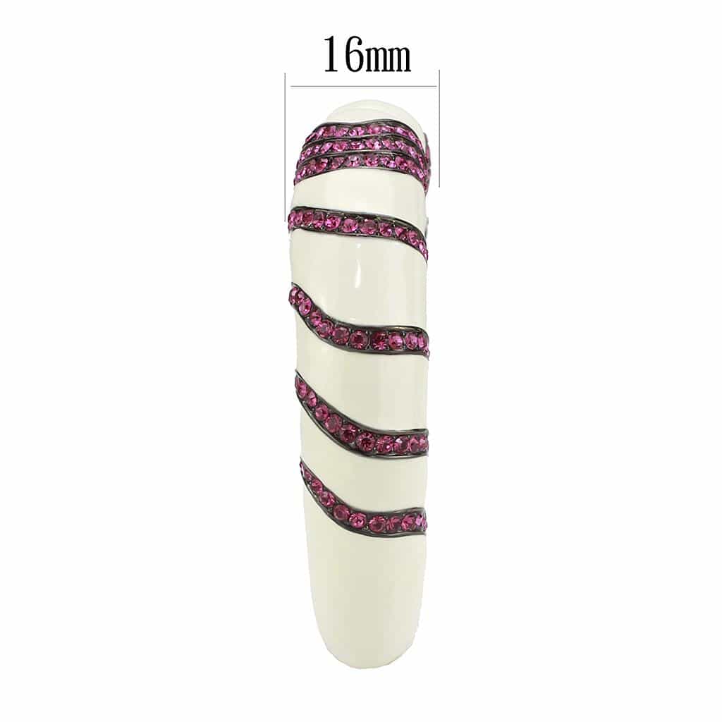 Brass Gunmetal White Enamel Pink Crystal Stripe Cuff Bracelet view 4