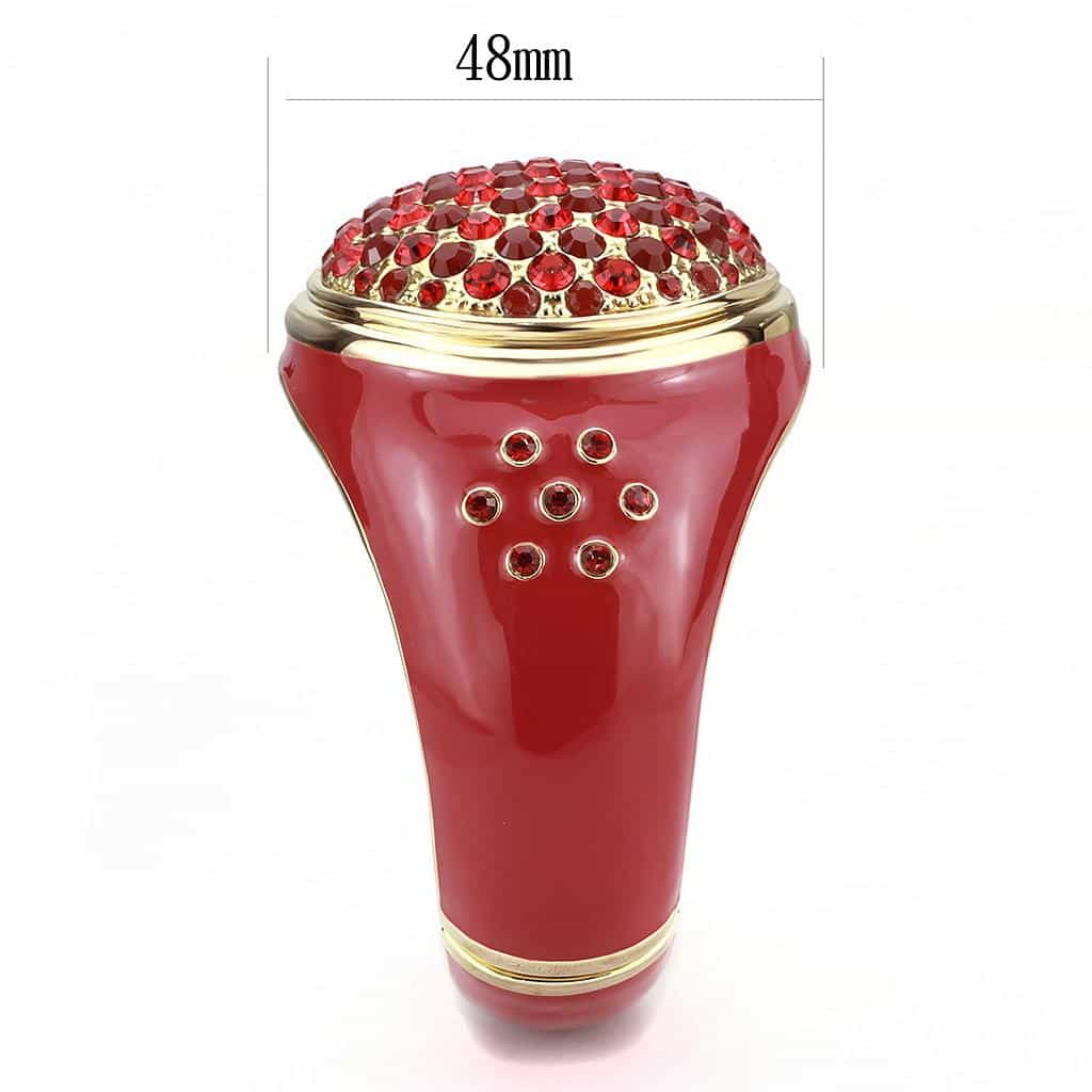 Brass Gold Red Enamel Crystal Pave Dome Bangle Bracelet view 4