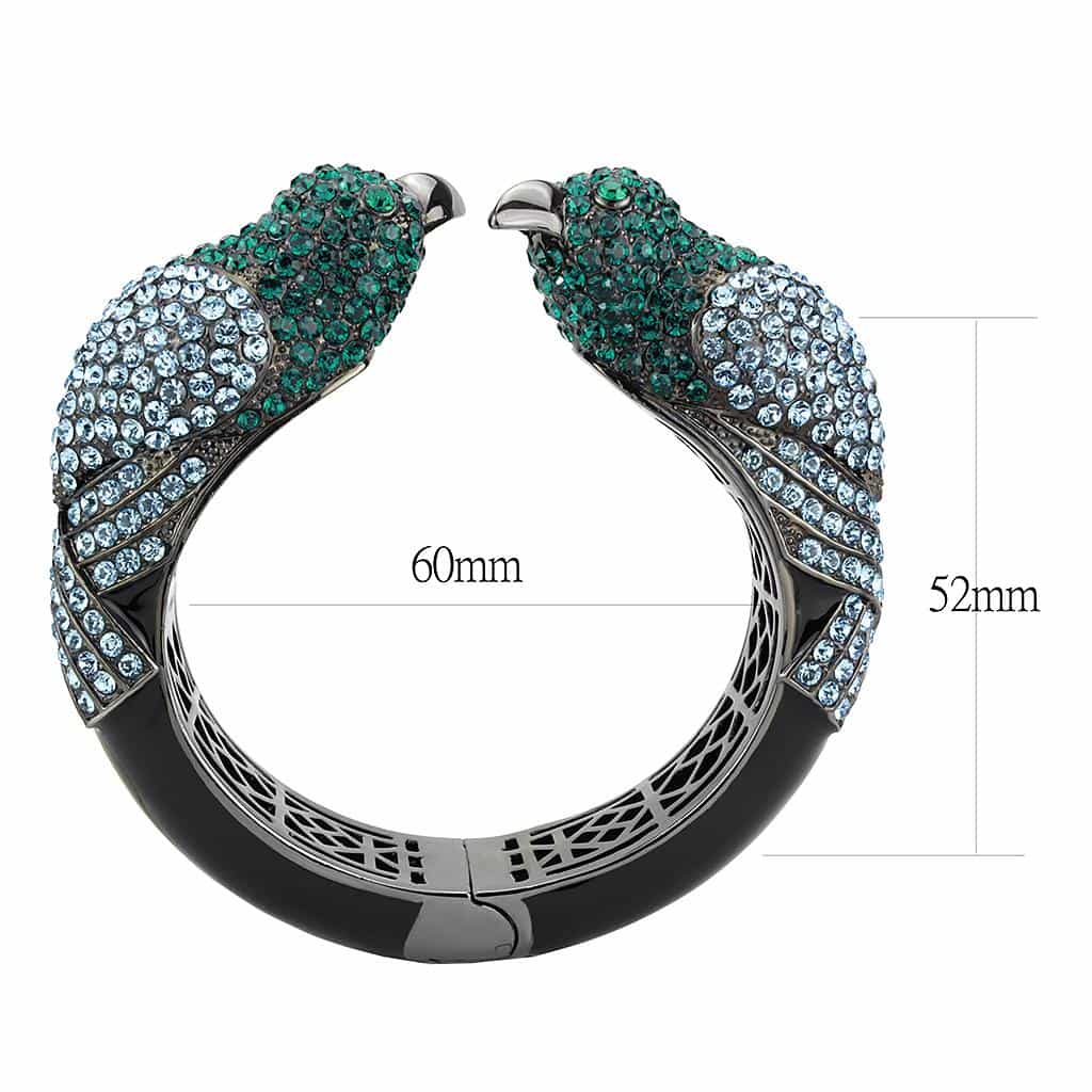 Brass Two Tone Emerald Green Crystal Panther Hinged Bracelet view 3