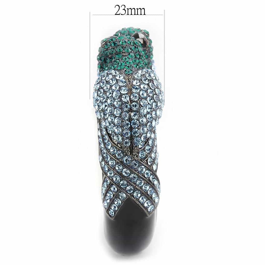 Brass Two Tone Emerald Green Crystal Panther Hinged Bracelet view 4