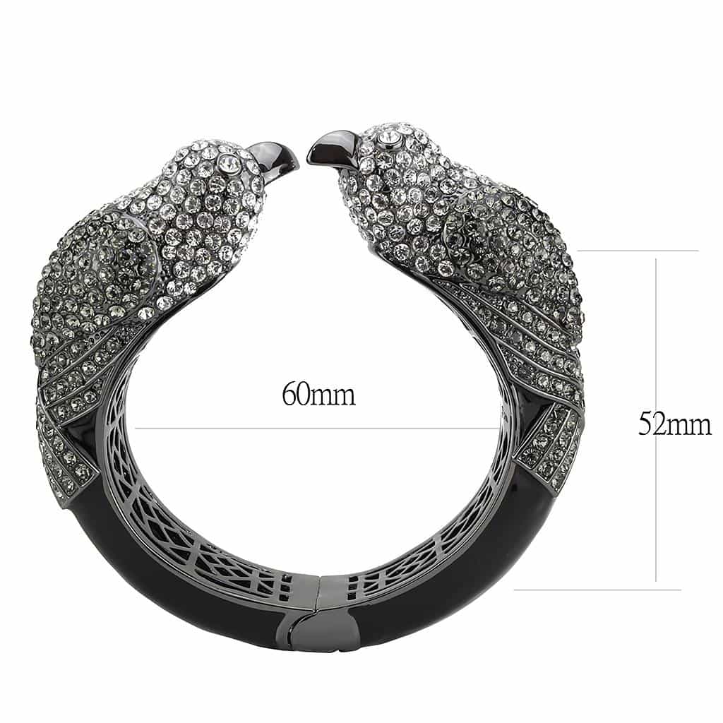 Brass Gunmetal Crystal Pave Panther Hinged Bangle Bracelet view 3
