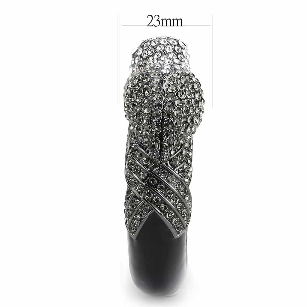 Brass Gunmetal Crystal Pave Panther Hinged Bangle Bracelet view 4
