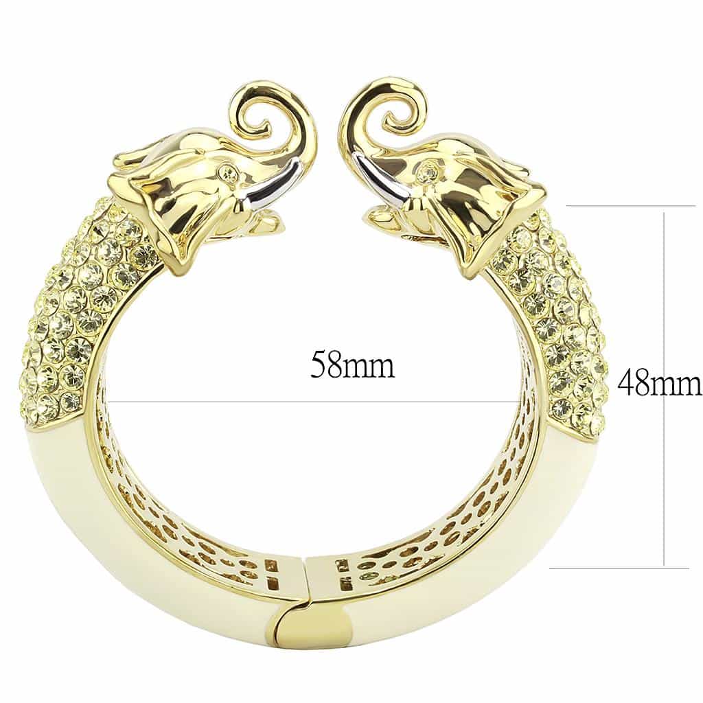 Brass Gold Crystal Pave Panther Hinged Bangle Bracelet view 3