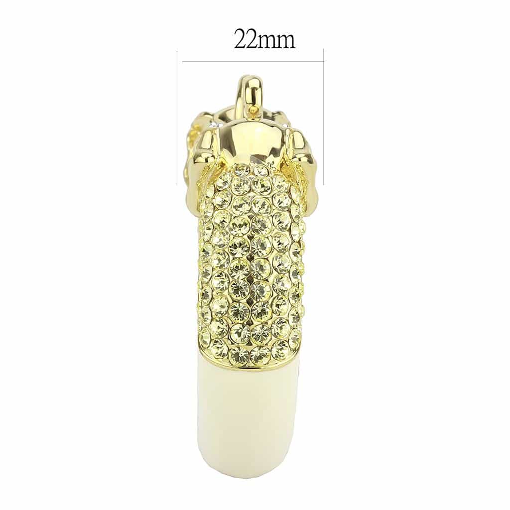 Brass Gold Crystal Pave Panther Hinged Bangle Bracelet view 4