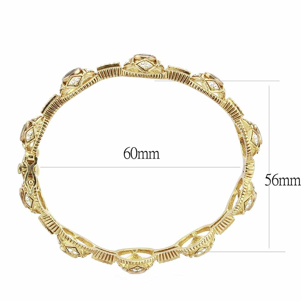 Brass Gold CZ Filigree Scroll Link Bangle Bracelet view 3
