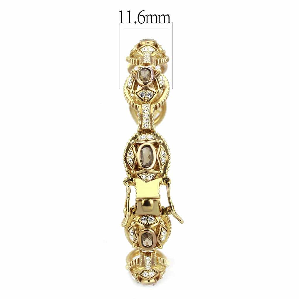 Brass Gold CZ Filigree Scroll Link Bangle Bracelet view 4