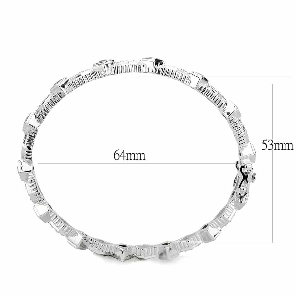 Brass Silver CZ Geometric Zigzag Link Bangle Bracelet view 3