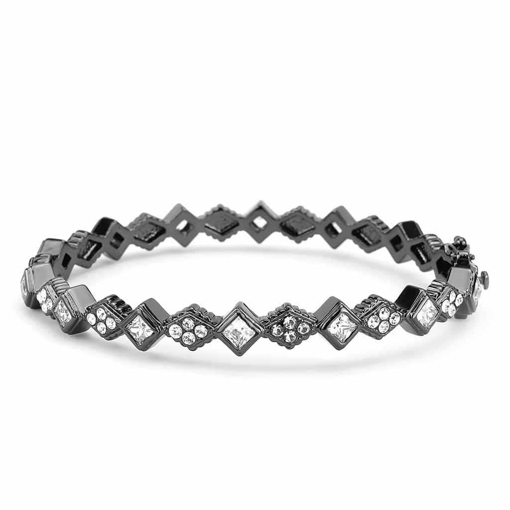 Brass Gunmetal CZ Geometric Zigzag Link Bangle Bracelet view 2