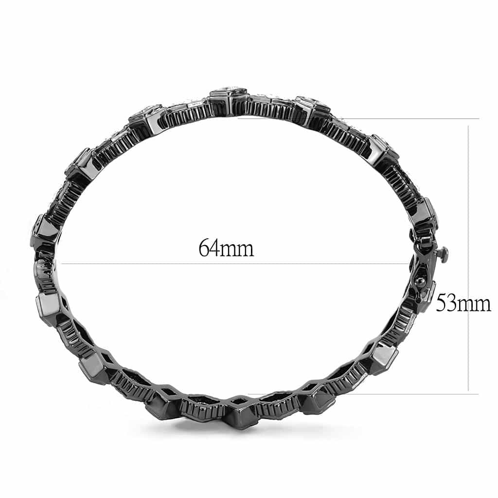 Brass Gunmetal CZ Geometric Zigzag Link Bangle Bracelet view 3