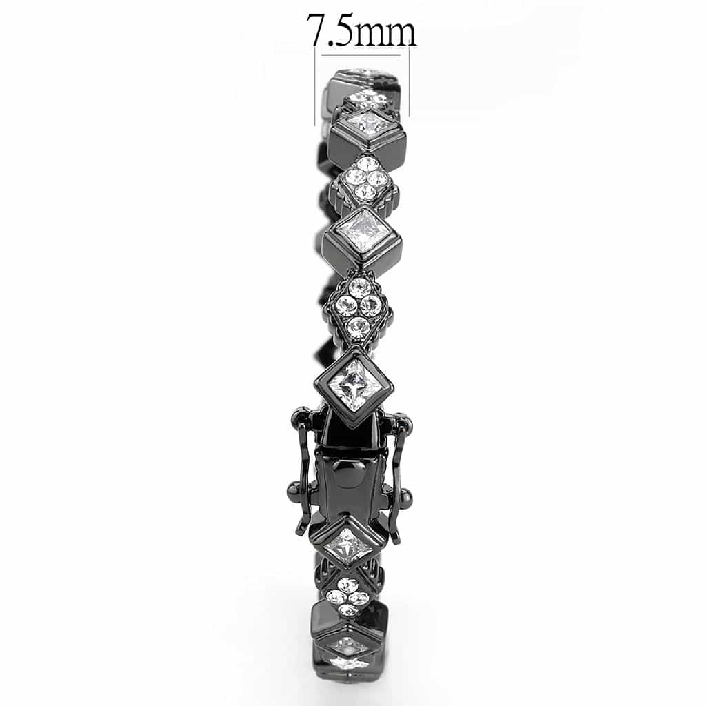 Brass Gunmetal CZ Geometric Zigzag Link Bangle Bracelet view 4