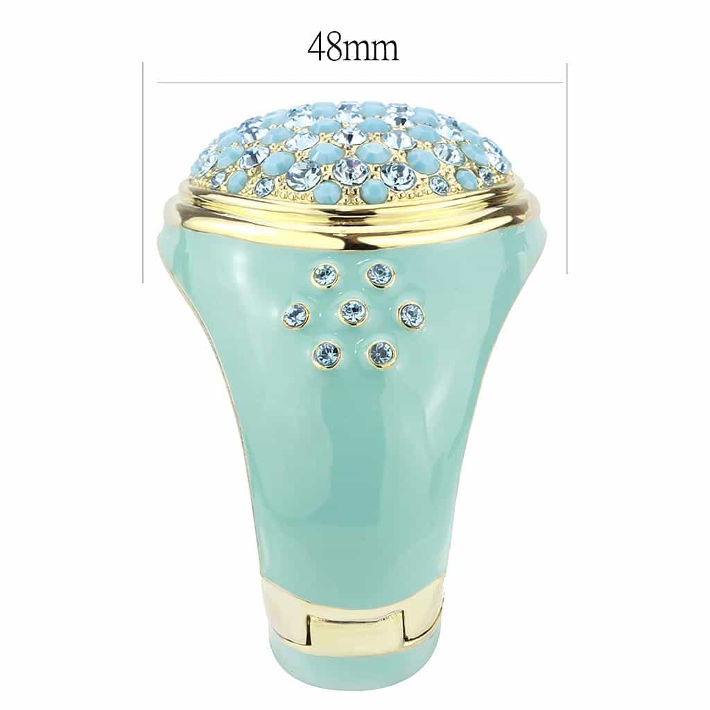 Brass Gold Mint Green Enamel Crystal Pave Dome Bangle Bracelet view 4