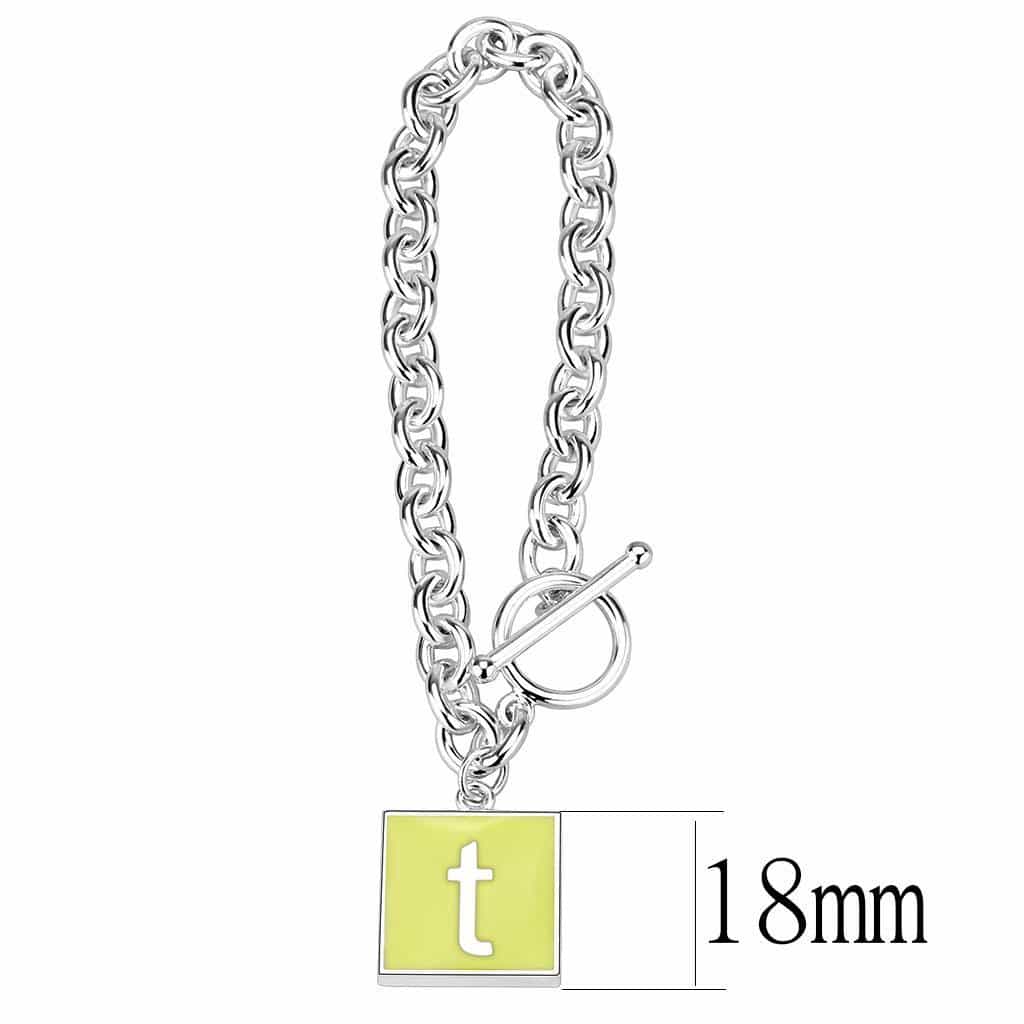 Brass Silver Letter T Initial Charm Toggle Bracelet view 2