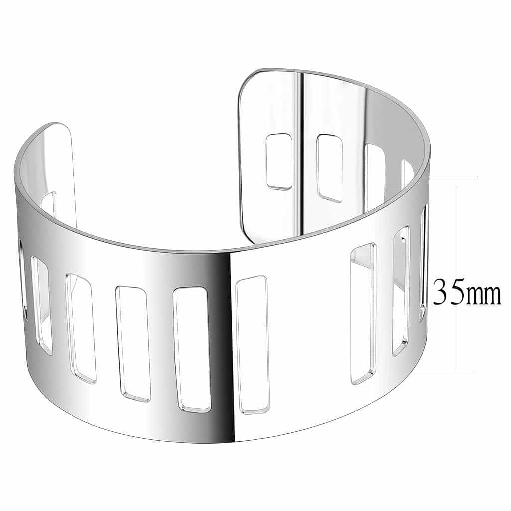 Stainless Steel Silver Modern Cutout Wide Cuff Bangle Bracelet view 3