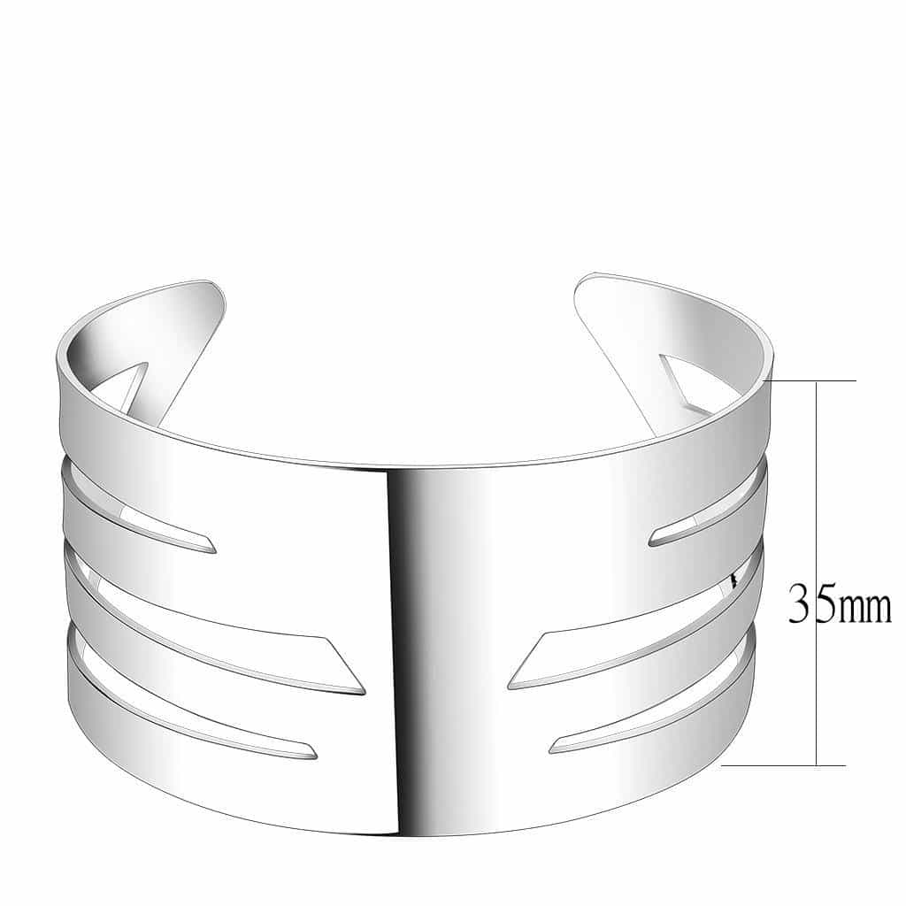Stainless Steel Silver Modern Cutout Slim Cuff Bangle Bracelet view 3