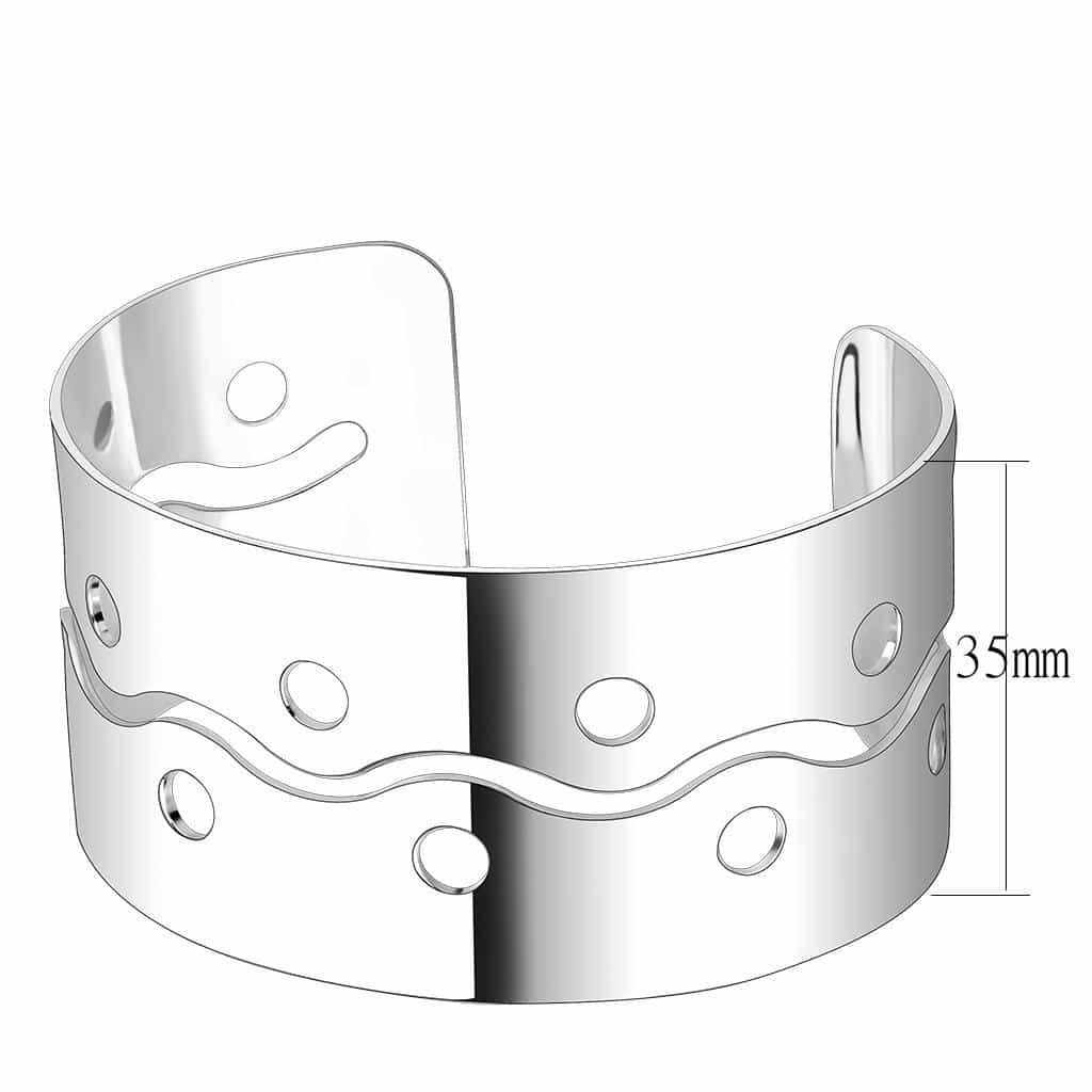 Stainless Steel Silver Modern Wave Cutout Wide Cuff Bracelet view 3