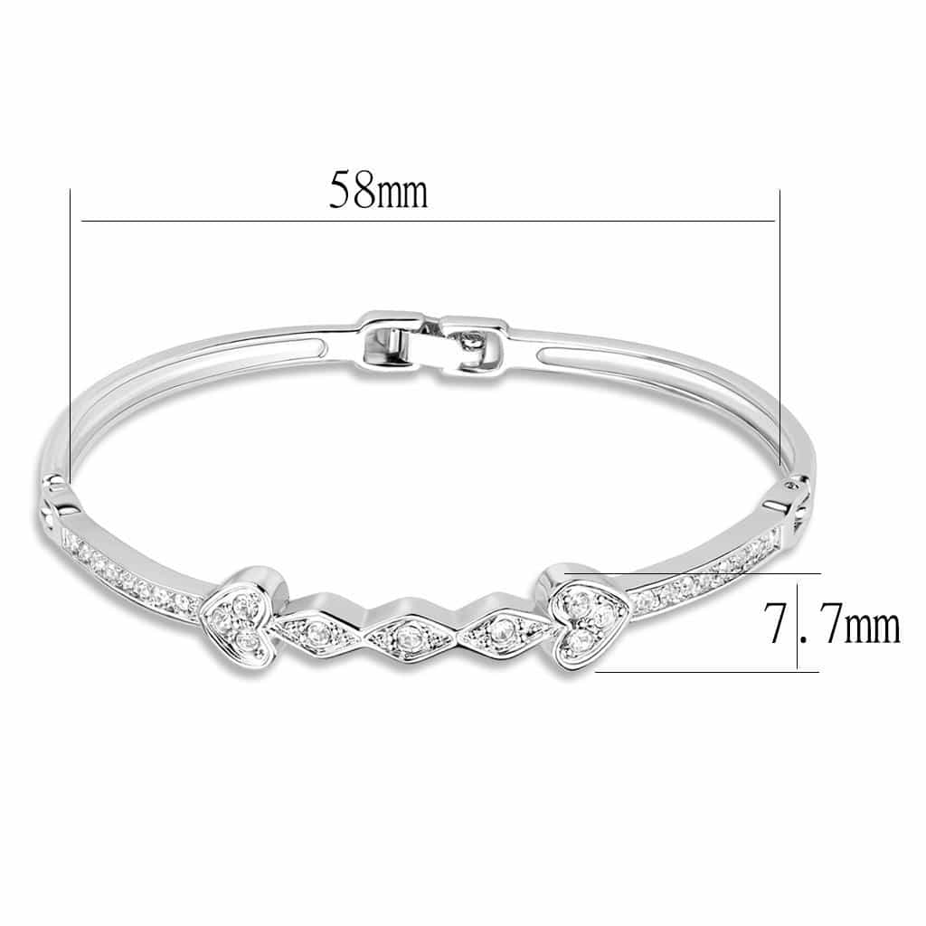 Brass Silver CZ Infinity Link Hinged Bangle Bracelet view 2