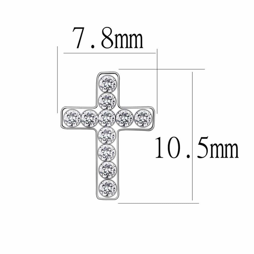 Brass Silver CZ Cross Stud Earrings | The Stainless Jewelry view 2