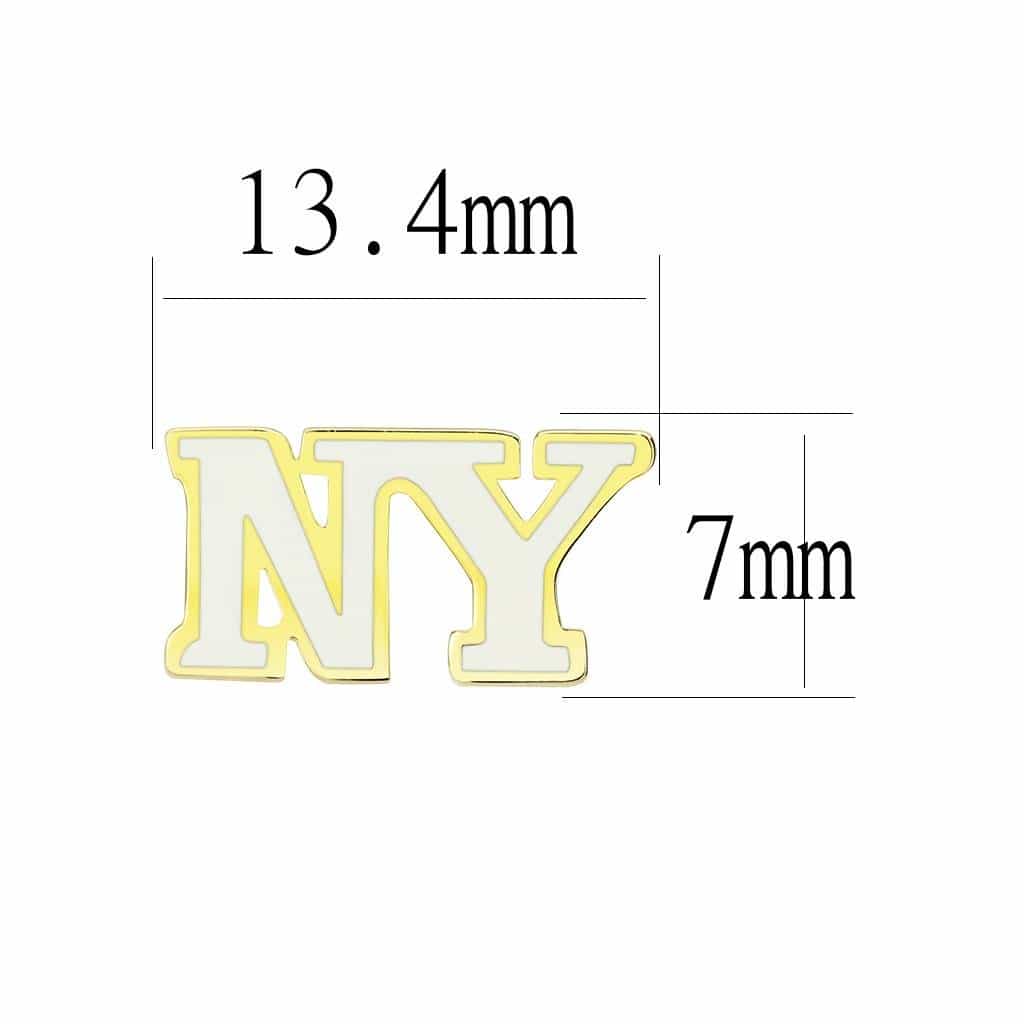 Brass Gold NY Script Stud Earrings | The Stainless Jewelry view 2