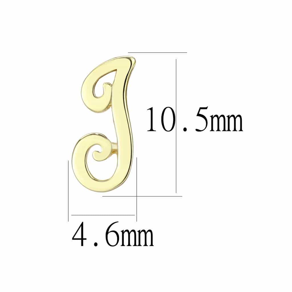 Brass Gold Script Letter J Stud Earrings | The Stainless Jewelry view 2