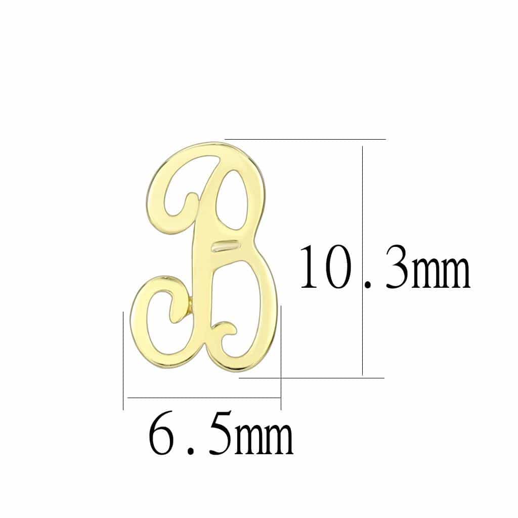 Brass Gold Script Letter B Stud Earrings | The Stainless Jewelry view 2