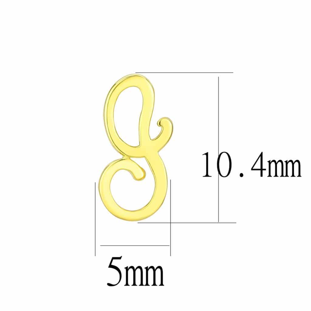 Brass Gold Script Letter G Stud Earrings | The Stainless Jewelry view 2