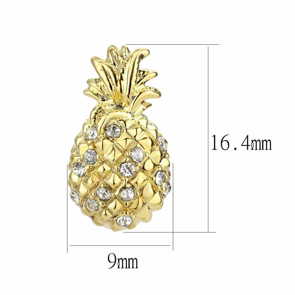 Brass Gold Crystal Pineapple Stud Earrings view 2