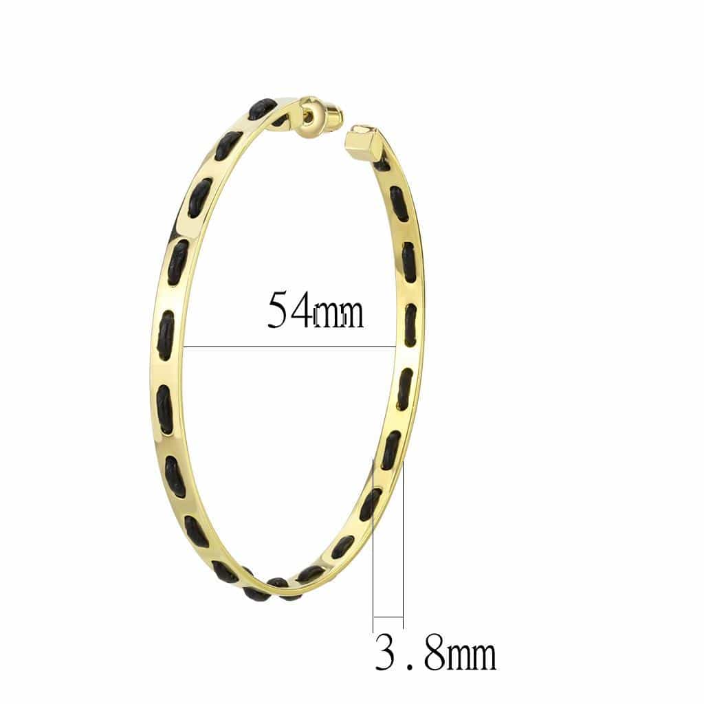 Brass Gold Black Enamel Hoop Earrings | The Stainless Jewelry view 2