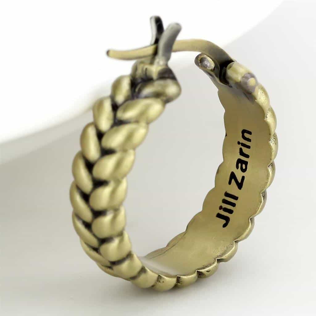 Brass Antique Gold Braided Hoop Earrings | The Stainless Jewelry view 4
