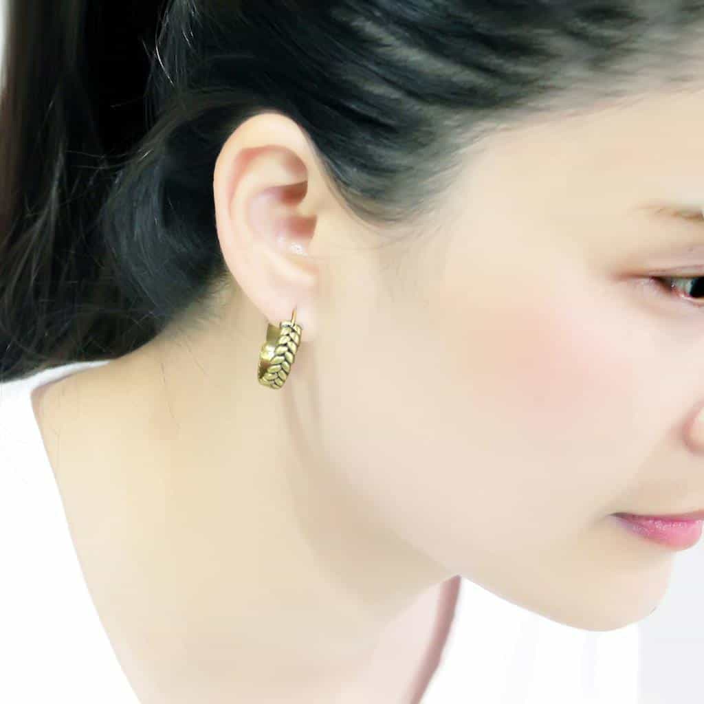 Brass Antique Gold Braided Hoop Earrings | The Stainless Jewelry view 5
