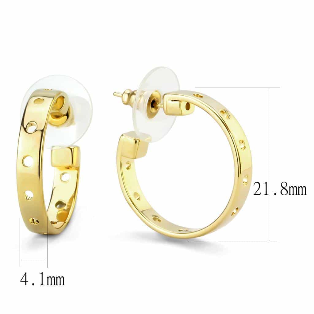 Brass Gold Polished Cutout Hoop Earrings | The Stainless Jewelry view 2